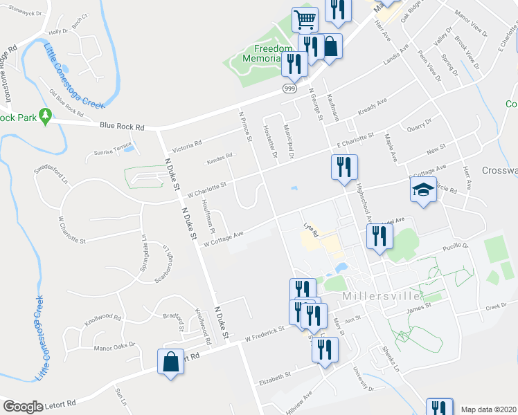 map of restaurants, bars, coffee shops, grocery stores, and more near 77 Pickwick Place in Millersville