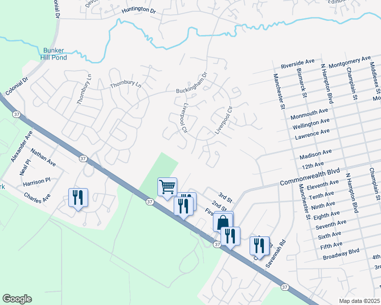 map of restaurants, bars, coffee shops, grocery stores, and more near 885C Liverpool Circle in Manchester Township
