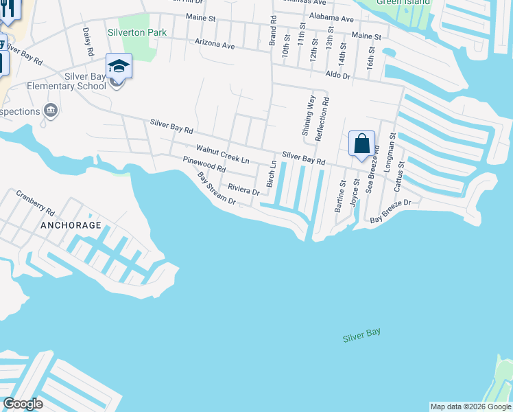 map of restaurants, bars, coffee shops, grocery stores, and more near 203 Bay Stream Drive in Toms River