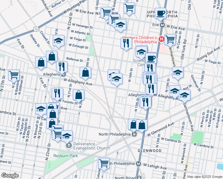map of restaurants, bars, coffee shops, grocery stores, and more near 1743 West Lippincott Street in Philadelphia