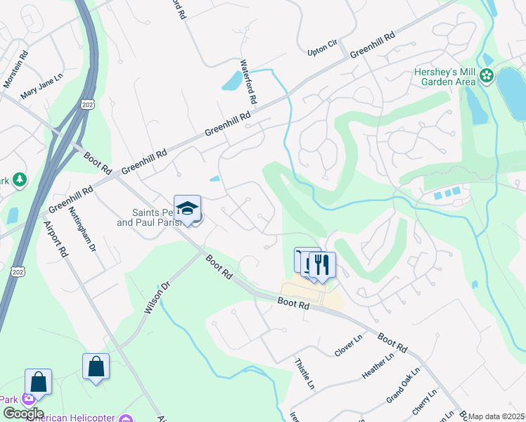 map of restaurants, bars, coffee shops, grocery stores, and more near 1544 Ulster Court in West Chester