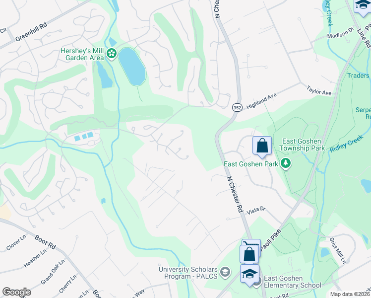 map of restaurants, bars, coffee shops, grocery stores, and more near 326 Devon Way in West Chester