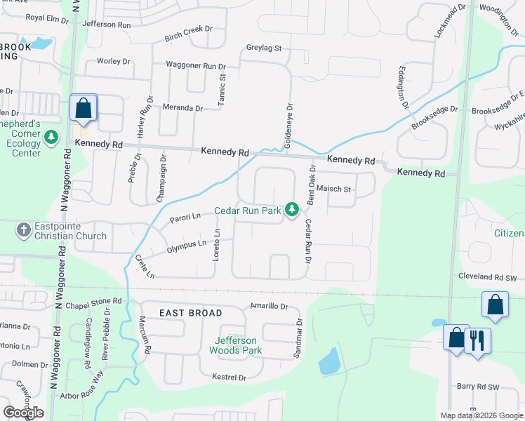 map of restaurants, bars, coffee shops, grocery stores, and more near 8478 Flowering Cherry Drive in Blacklick