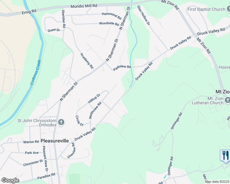 map of restaurants, bars, coffee shops, grocery stores, and more near 1800 Northview Road in York