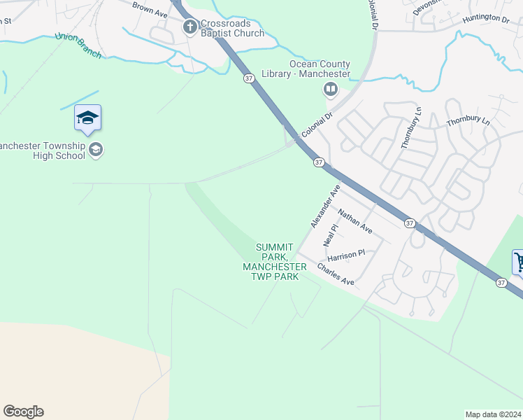 map of restaurants, bars, coffee shops, grocery stores, and more near 50 South Colonial Drive in Manchester Township