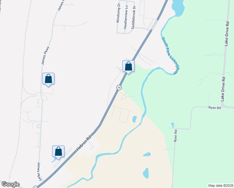 map of restaurants, bars, coffee shops, grocery stores, and more near 1885 Hebron Road in Heath