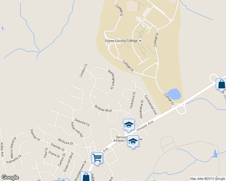 map of restaurants, bars, coffee shops, grocery stores, and more near 31 Buckingham Drive in Toms River