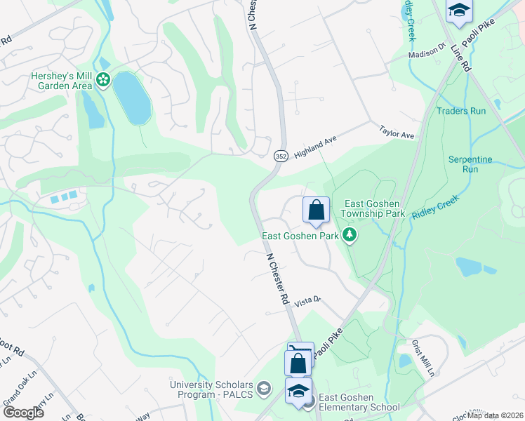 map of restaurants, bars, coffee shops, grocery stores, and more near 937 Monte Vista Drive in West Chester
