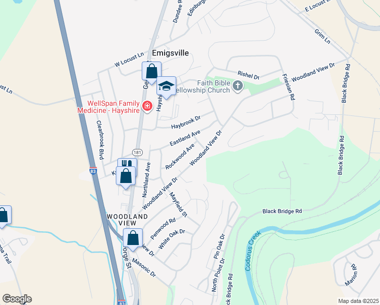 map of restaurants, bars, coffee shops, grocery stores, and more near 126 Rockwood Avenue in York