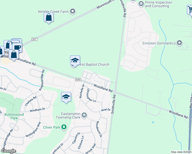 map of restaurants, bars, coffee shops, grocery stores, and more near 184 Star Drive in Mount Holly