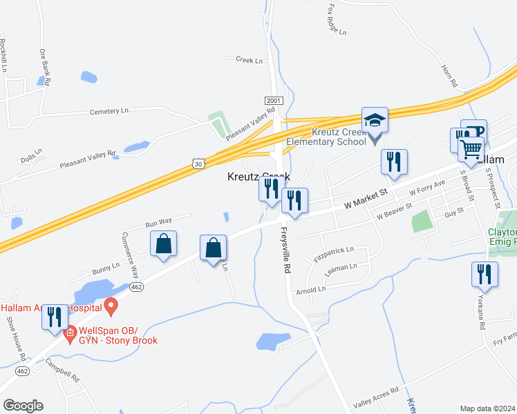 map of restaurants, bars, coffee shops, grocery stores, and more near 25 Old Church Lane in York