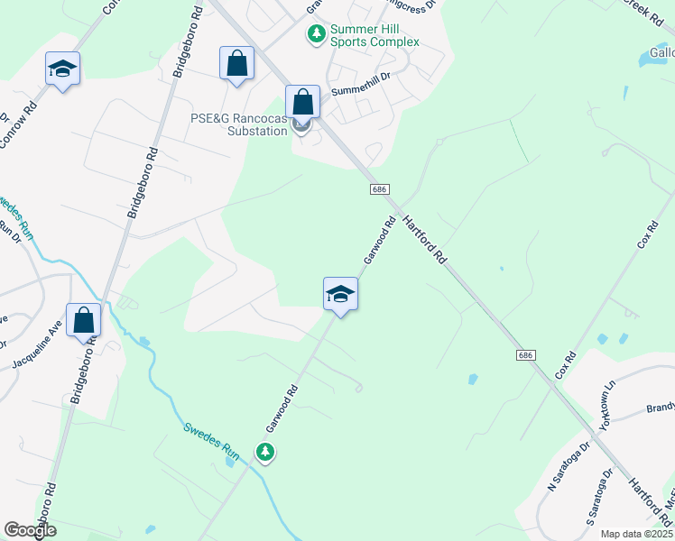 map of restaurants, bars, coffee shops, grocery stores, and more near 751 Garwood Road in Moorestown