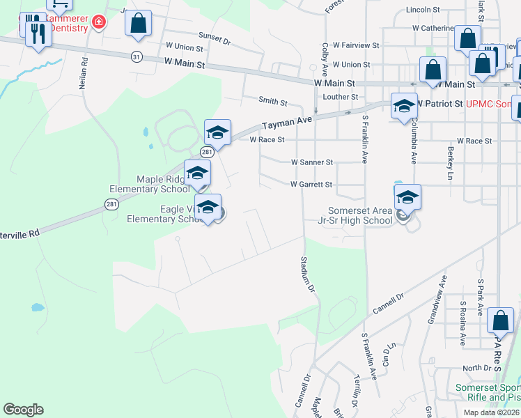 map of restaurants, bars, coffee shops, grocery stores, and more near 837 Lansberry Court in Somerset