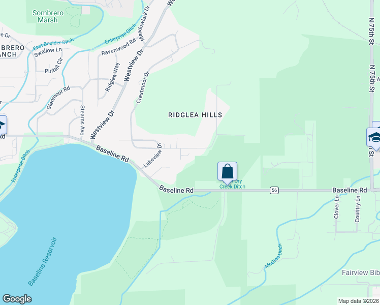 map of restaurants, bars, coffee shops, grocery stores, and more near 798 Fox Hill Court in Boulder