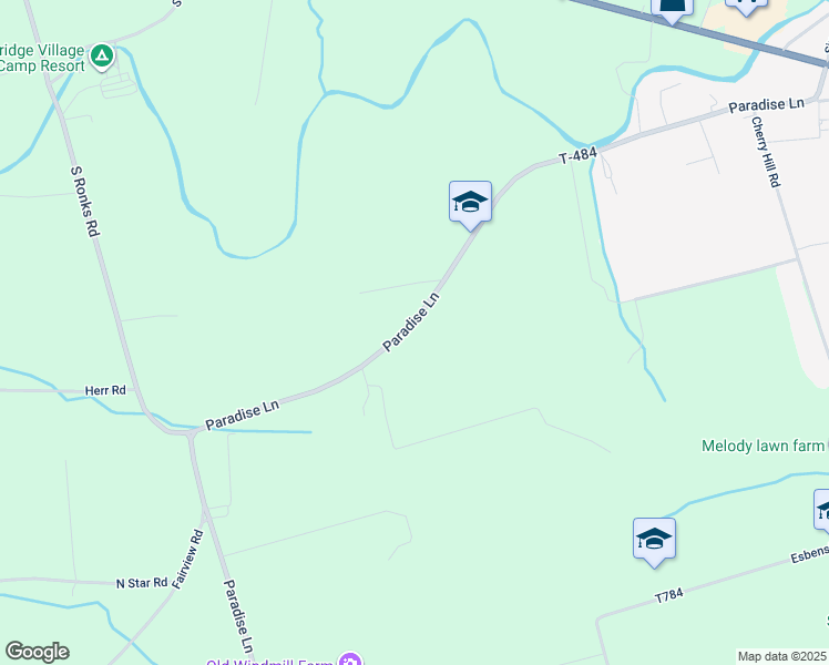 map of restaurants, bars, coffee shops, grocery stores, and more near 148 Paradise Lane in Ronks