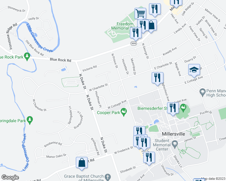 map of restaurants, bars, coffee shops, grocery stores, and more near 138 Pickwick Place in Millersville