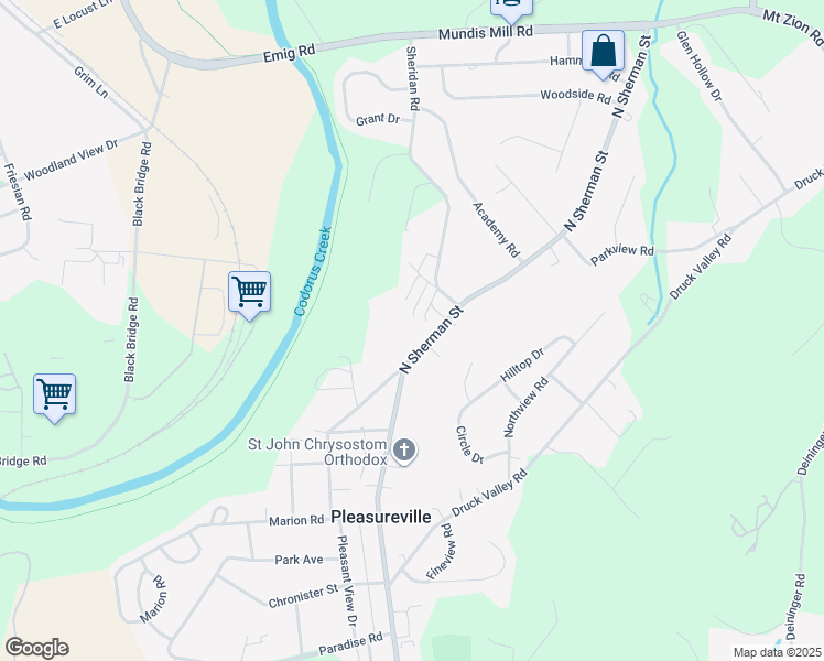 map of restaurants, bars, coffee shops, grocery stores, and more near 2524 North Sherman Street in York