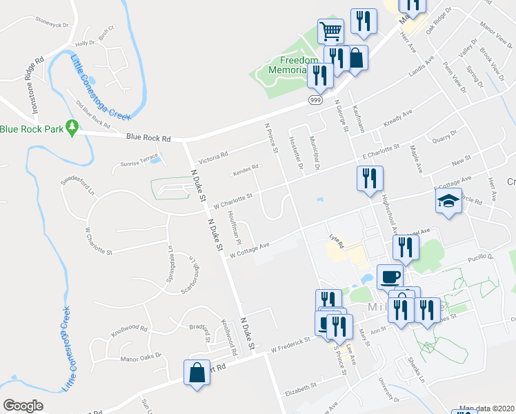 map of restaurants, bars, coffee shops, grocery stores, and more near 151 Pickwick Place in Millersville