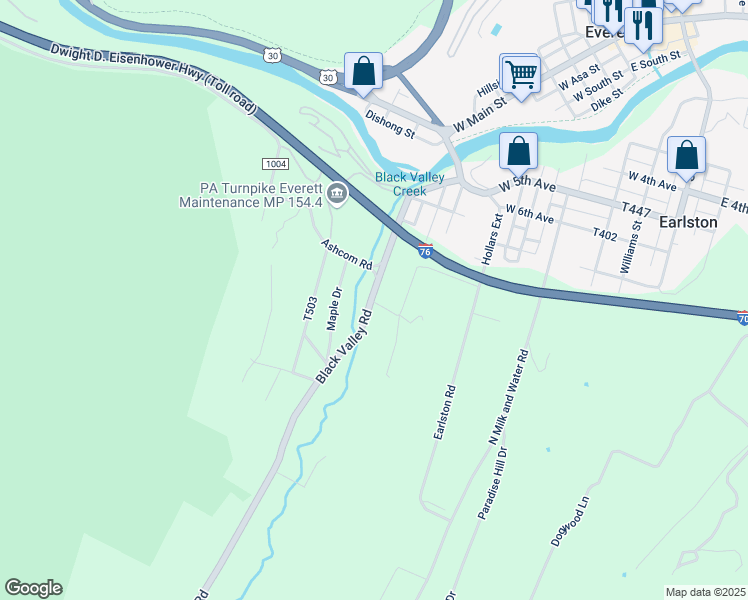 map of restaurants, bars, coffee shops, grocery stores, and more near 9693-9751 Black Valley Road in Everett