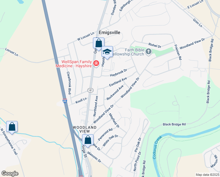 map of restaurants, bars, coffee shops, grocery stores, and more near 158 Eastland Avenue in York