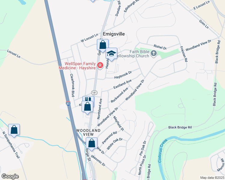 map of restaurants, bars, coffee shops, grocery stores, and more near 152 Eastland Avenue in York