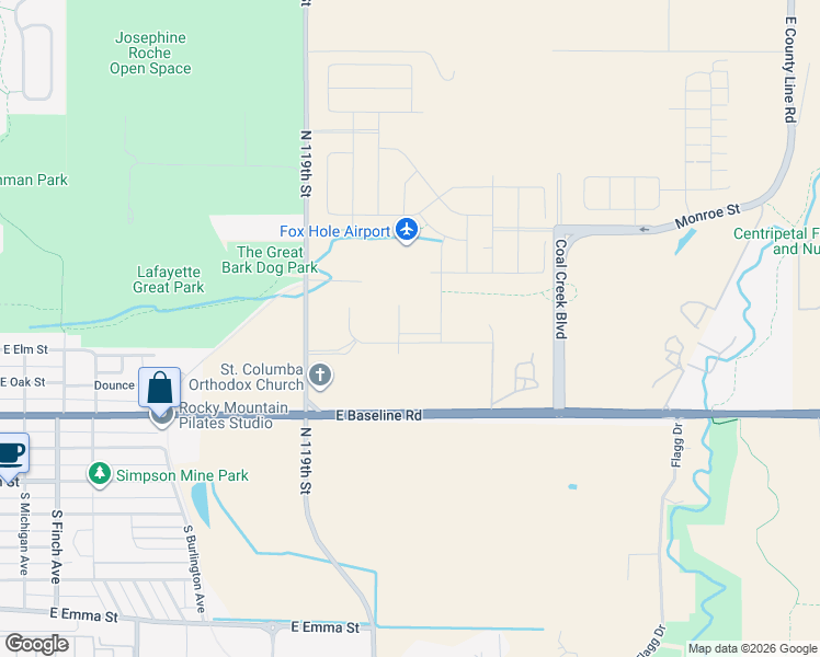 map of restaurants, bars, coffee shops, grocery stores, and more near 1267 Rhett Drive in Lafayette