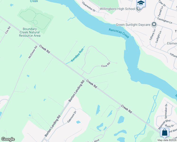 map of restaurants, bars, coffee shops, grocery stores, and more near 53 Cove Road in Moorestown