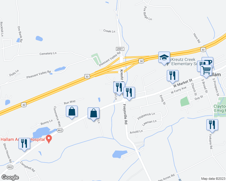 map of restaurants, bars, coffee shops, grocery stores, and more near 41 Old Church Lane in York