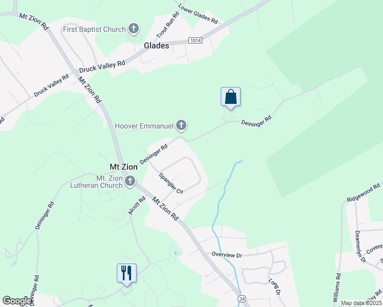 map of restaurants, bars, coffee shops, grocery stores, and more near 2260 Spangler Circle in York