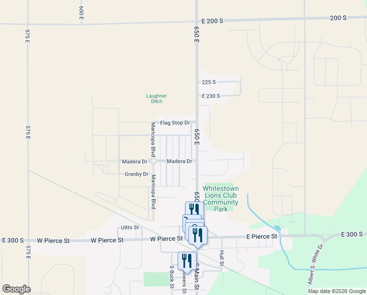 map of restaurants, bars, coffee shops, grocery stores, and more near 2324-2696 North Main Street in Whitestown