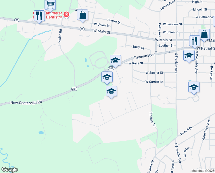 map of restaurants, bars, coffee shops, grocery stores, and more near 105 New Centerville Road in Somerset