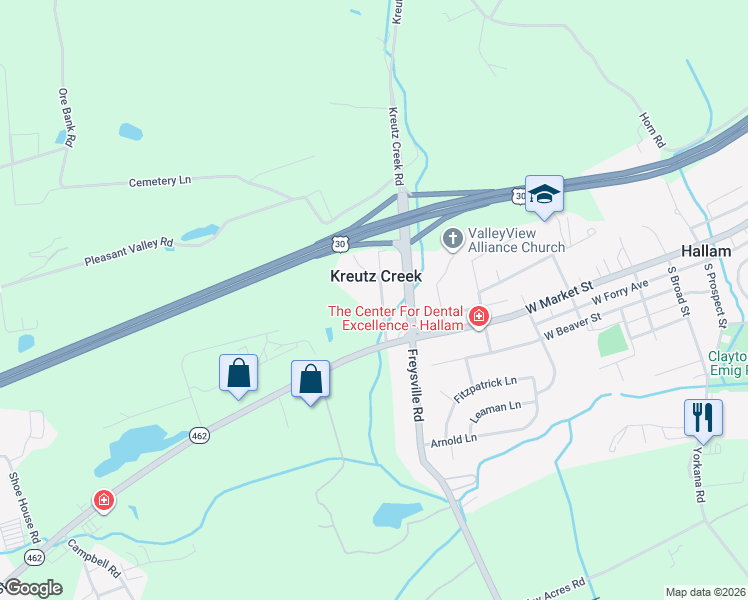 map of restaurants, bars, coffee shops, grocery stores, and more near 45 Old Church Lane in York