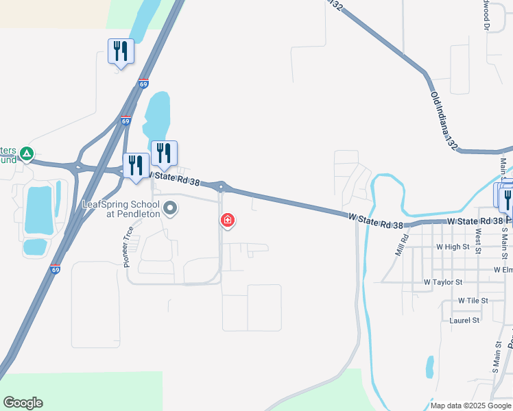 map of restaurants, bars, coffee shops, grocery stores, and more near 459 West State Street in Pendleton