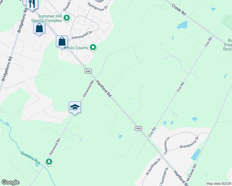 map of restaurants, bars, coffee shops, grocery stores, and more near 712 Walton Court in Moorestown