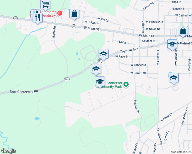 map of restaurants, bars, coffee shops, grocery stores, and more near 105 New Centerville Road in Somerset