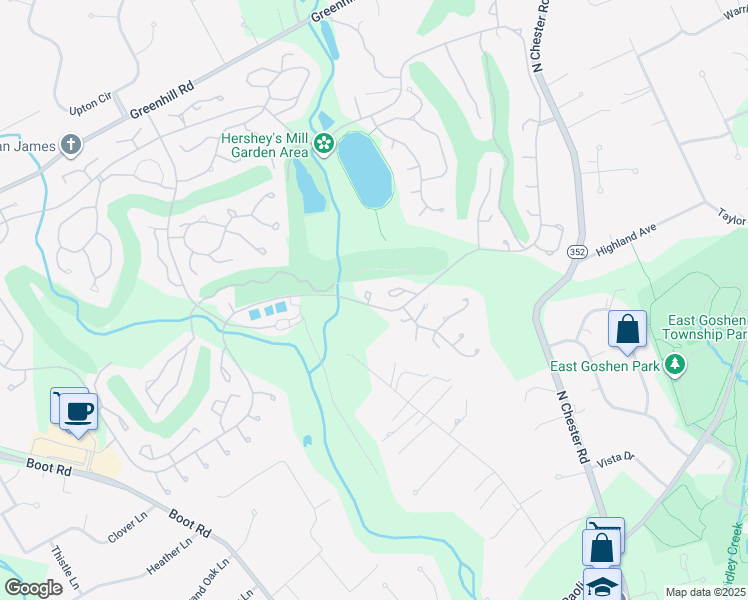 map of restaurants, bars, coffee shops, grocery stores, and more near 1258 Oakmont Ct in West Chester