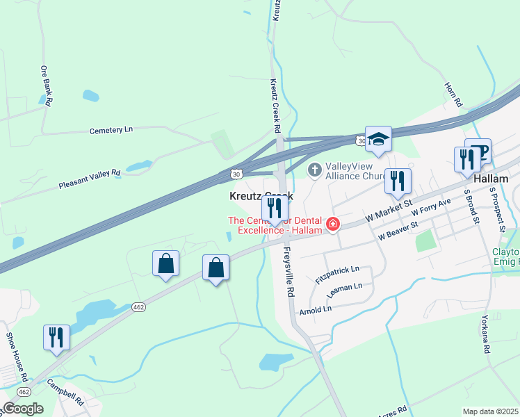 map of restaurants, bars, coffee shops, grocery stores, and more near 51 Old Church Lane in York