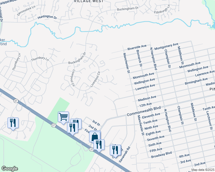map of restaurants, bars, coffee shops, grocery stores, and more near 14 Woodland Court in Manchester Township