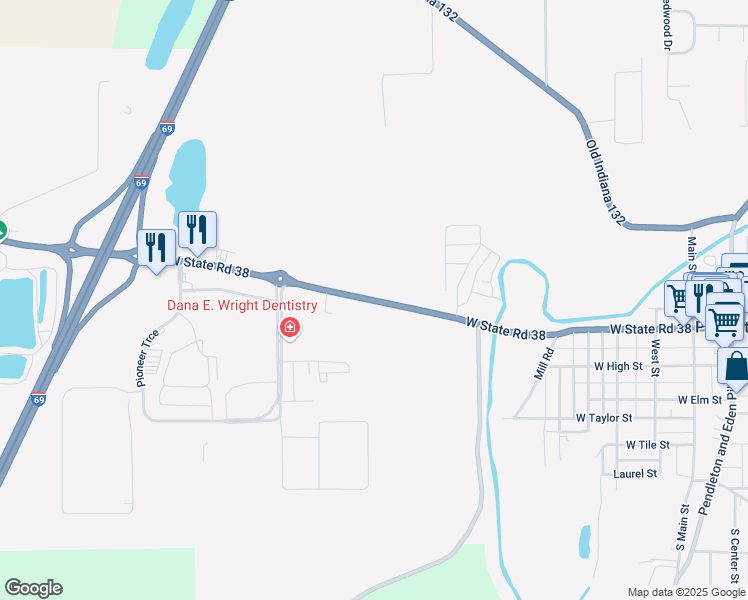 map of restaurants, bars, coffee shops, grocery stores, and more near 1502-1550 West State Street in Pendleton