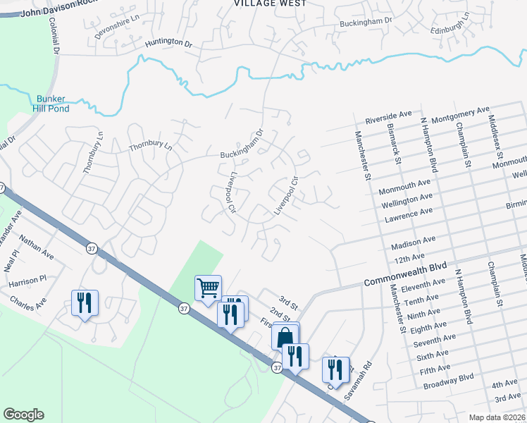map of restaurants, bars, coffee shops, grocery stores, and more near 871A Liverpool Circle in Manchester Township