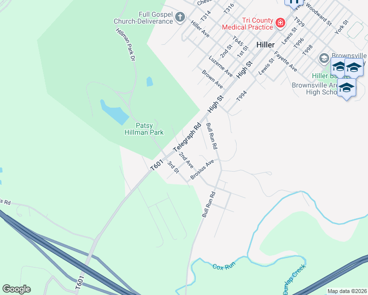 map of restaurants, bars, coffee shops, grocery stores, and more near 119 Telegraph Rd in Brownsville