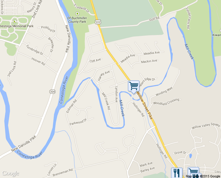 map of restaurants, bars, coffee shops, grocery stores, and more near 164 Herr Ave in Lancaster