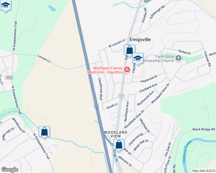 map of restaurants, bars, coffee shops, grocery stores, and more near 2675 Meadowbrook Boulevard in York