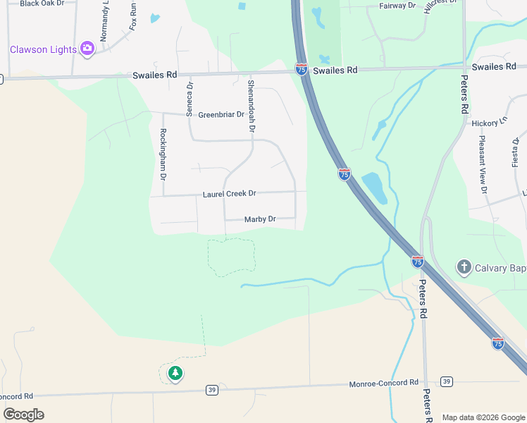 map of restaurants, bars, coffee shops, grocery stores, and more near 1685 Marby Drive in Troy