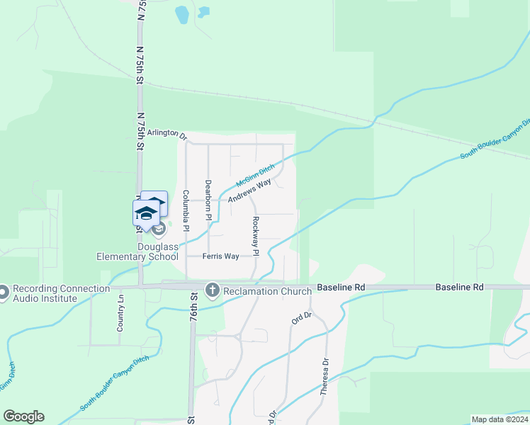 map of restaurants, bars, coffee shops, grocery stores, and more near 7831 Scenic Drive in Boulder