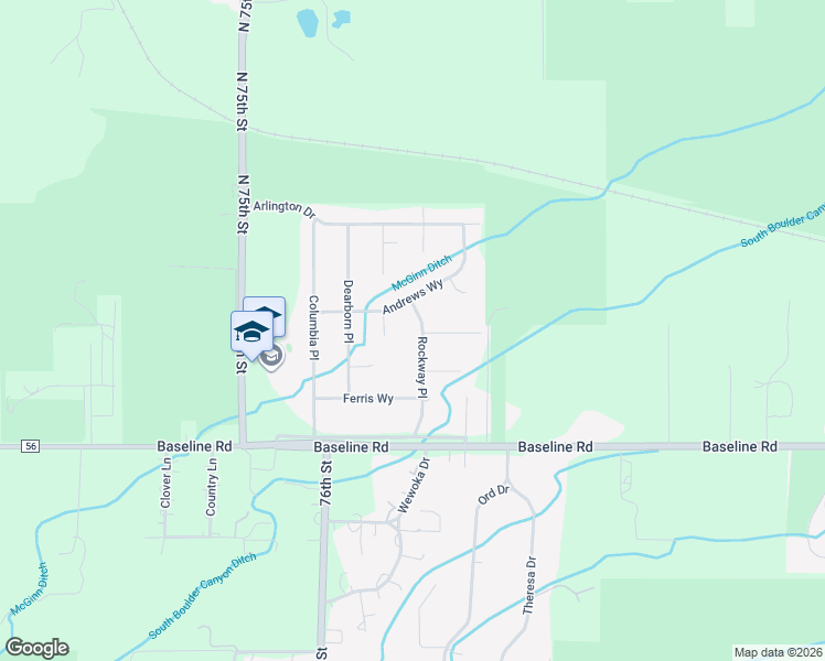 map of restaurants, bars, coffee shops, grocery stores, and more near 7831 Scenic Drive in Boulder