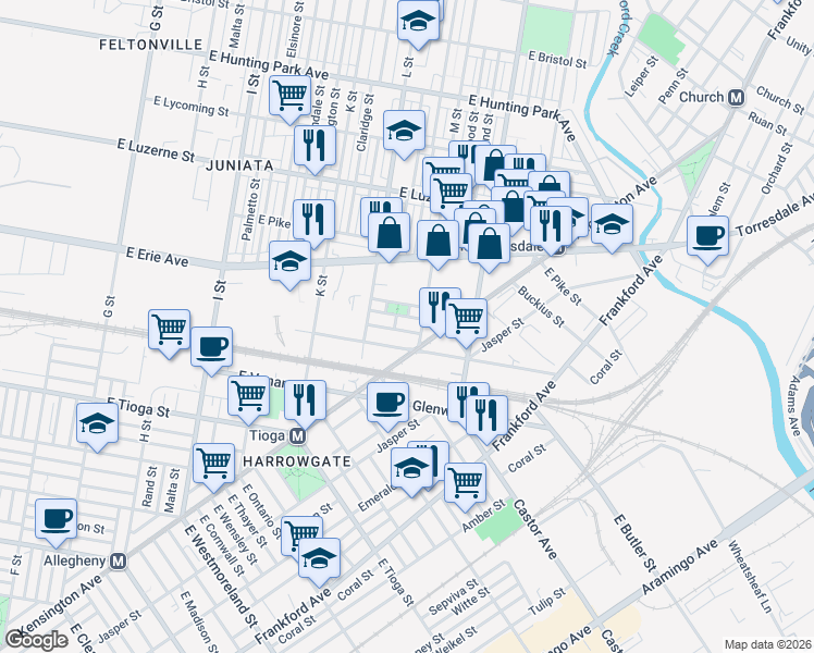 map of restaurants, bars, coffee shops, grocery stores, and more near in Philadelphia