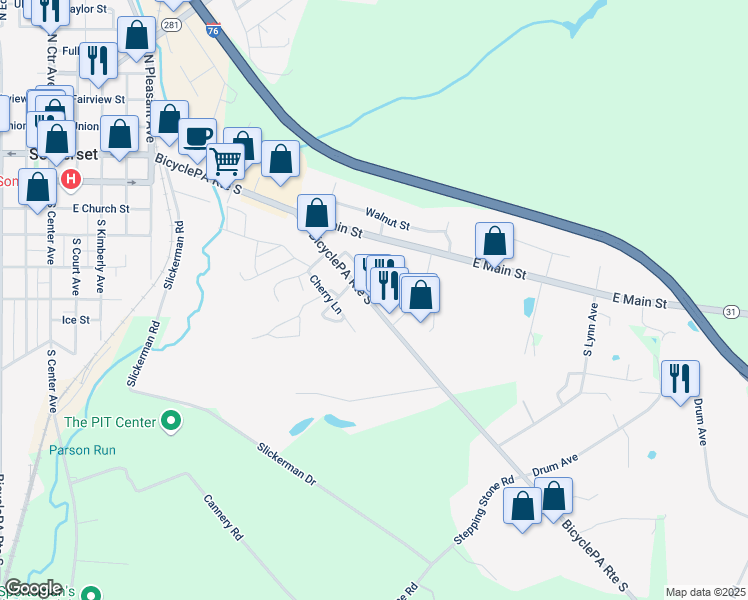 map of restaurants, bars, coffee shops, grocery stores, and more near 241 Berlin Plank Road in Somerset