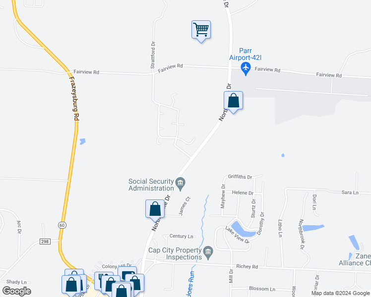 map of restaurants, bars, coffee shops, grocery stores, and more near 1420 Autumn Drive in Zanesville