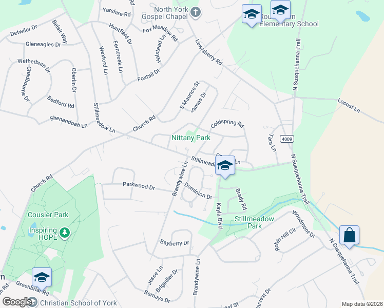 map of restaurants, bars, coffee shops, grocery stores, and more near 2775 Coldspring Rd in York